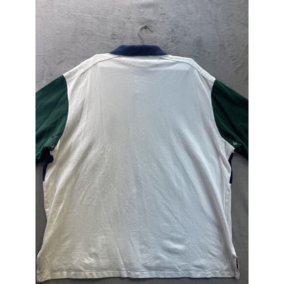 Polo Ralph Lauren Shirt Mens 2XB Big Pony White Navy Embroidered Numbered Stripe - Picture 10 of 13